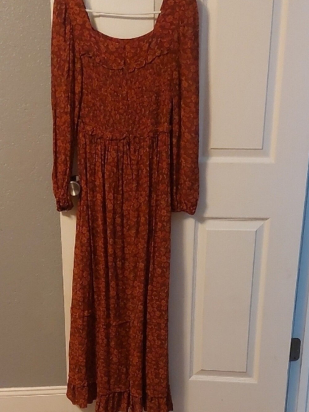 FARM Rio Rust Floral Long Sleeve Maxi Dress Size XS - Picture 2 of 7